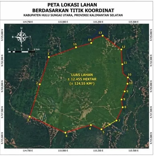 Land Area ±12,500 Ha for Sale in Hulu Sungai Utara